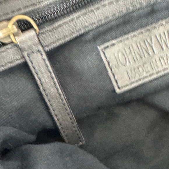 Johnny Was‎ Large Ariana Deep Graphite Grey Italian Goat Leather Fringed Tote - Picture 10 of 11